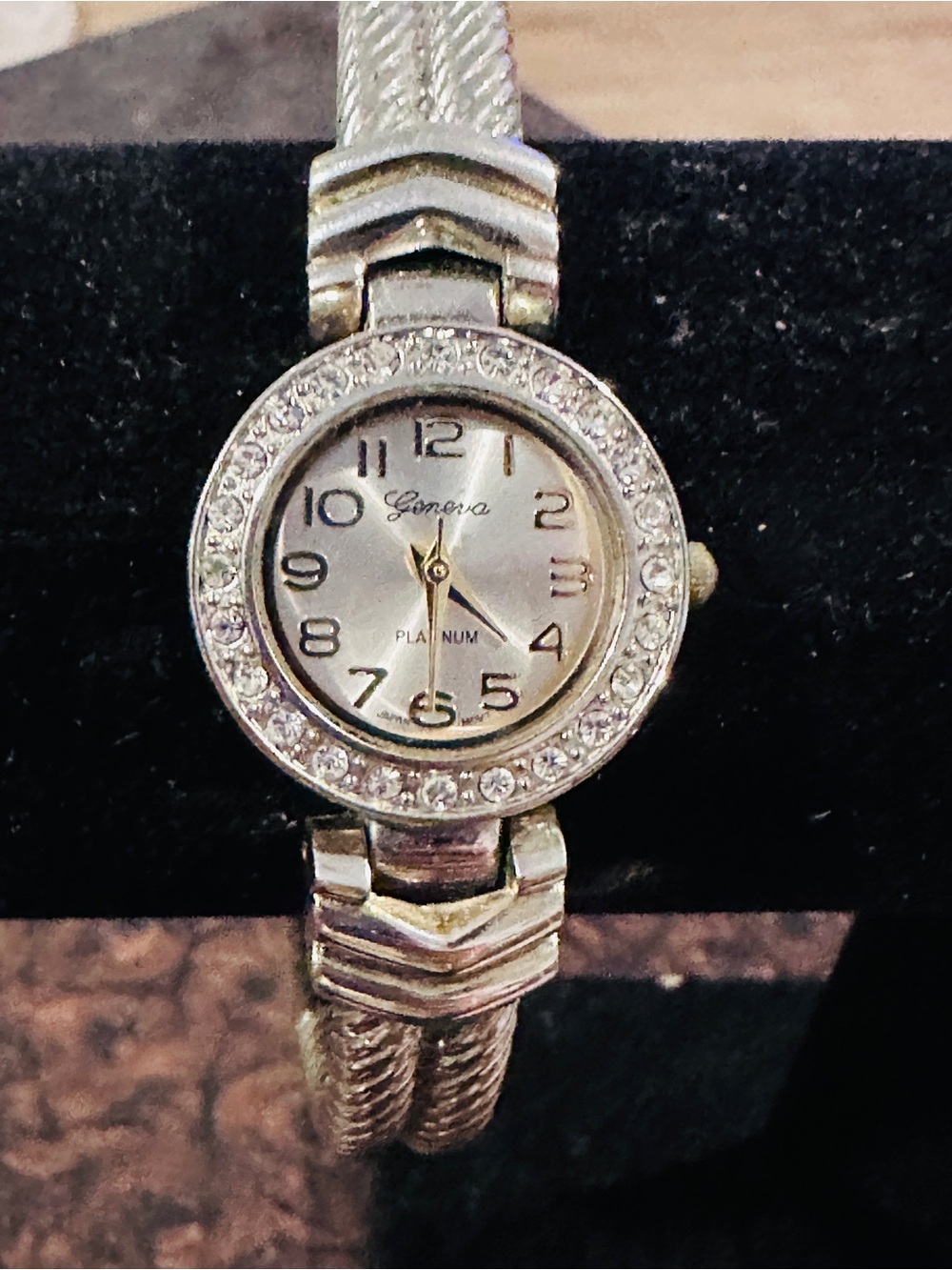 Geneva Stainless Back Round Watch with Mixed Metal Tones